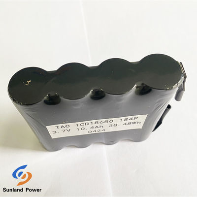 Acumulador 18650 1S4P 3.7V 10.4Ah Bateria de iões de lítio para painel de incêndio com níquel